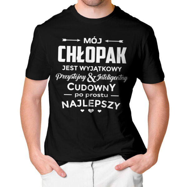 KOSZULKA NA DZIEŃ CHŁOPAKA, WALENTYNKI - MÓJ CHŁOPAK JEST WYJĄTKOWY PRZYSTOJNY & INTELIGENTNY CUDOWNY PO PROSTU NAJLEPSZY
