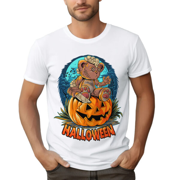 KOSZULKA Z NADRUKIEM NA HALLOWEEN MIŚ Z NOŻEM TEDDY BEAR