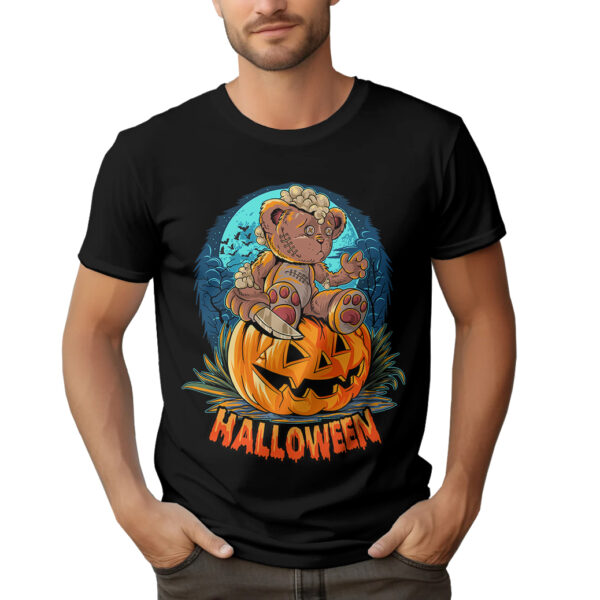 KOSZULKA Z NADRUKIEM NA HALLOWEEN, MIŚ Z NOŻEM TEDDY BEAR
