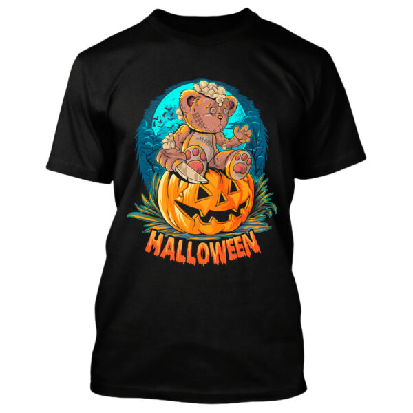 KOSZULKA Z NADRUKIEM NA HALLOWEEN, MIŚ Z NOŻEM TEDDY BEAR