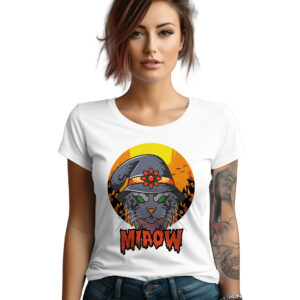 KOSZULKA Z NADRUKIEM NA HALLOWEEN, STRASZNY KOT