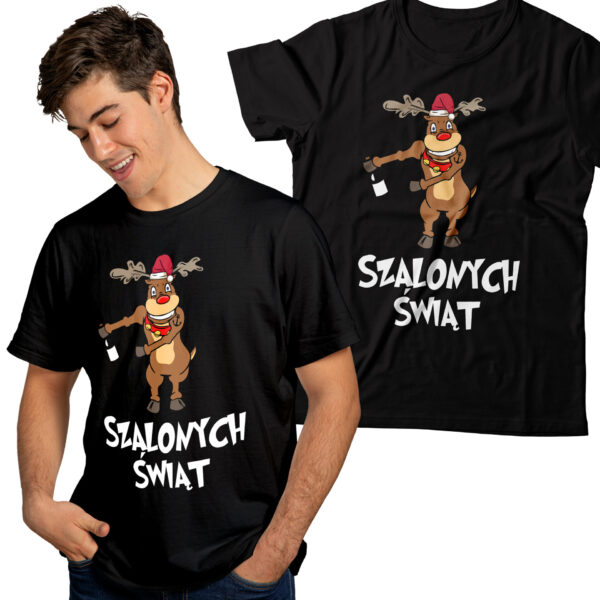 KOSZULKA Z NADRUKIEM NA ŚWIĘTA BOŻEGO NARODZENIA - SZALONYCH ŚWIĄT