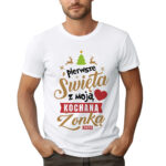 KOSZULKA Z NADRUKIEM NA ŚWIĘTA BOŻEGO NARODZENIA - PIERWSZE ŚWIĘTA Z MOJĄ KOCHANĄ ŻONKĄ