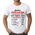 KOSZULKA Z NADRUKIEM DLA STRAŻAKA - JESTEM STRAŻAKIEM W PRACY DAJĘ Z SIEBIE 100%