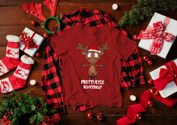 Świąteczna koszulka na Mikołaja prezent pod choinkę PRZYTULISZ RENIFERKA?