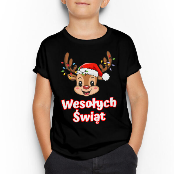 Świąteczna koszulka na Mikołaja prezent pod choinkę RENIFEREK WESOŁYCH ŚWIĄT