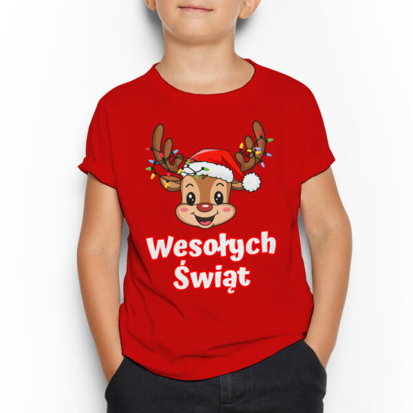 Świąteczna koszulka na Mikołaja prezent pod choinkę RENIFEREK WESOŁYCH ŚWIĄT