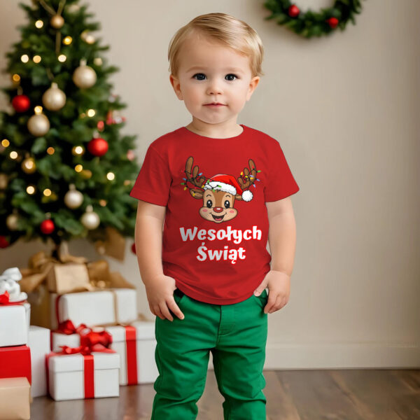 Świąteczna koszulka na Mikołaja prezent pod choinkę RENIFEREK WESOŁYCH ŚWIĄT