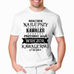 NAJLEPSZY KAWALER PRZYSZŁY MĄŻ - koszulka męska z nadrukiem na wieczór kawalerski. Prezent dla Pana Młodego. Koszulki dla ekipy Pana Młodego