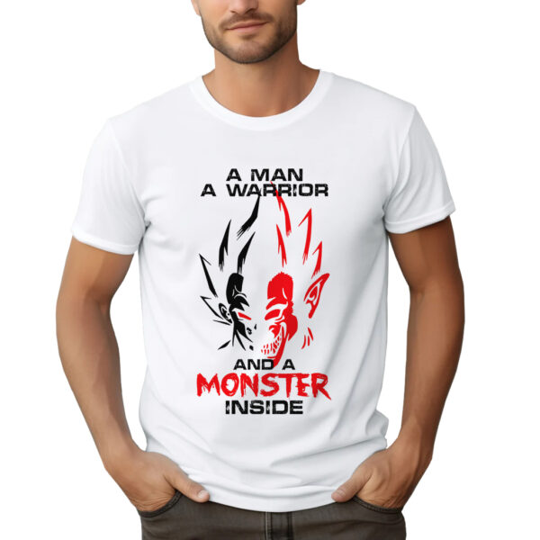 A MAN A WARRIOR AND A MONSTER INSIDE - męska koszulka z nadrukiem dragon ball