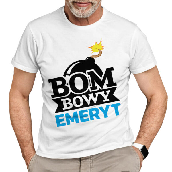 KOSZULKA BOMBOWY EMERYT - koszulka męska z nadrukiem dla emeryta