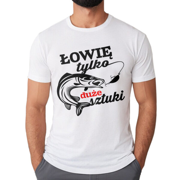 Koszulka dla wędkarza z nadrukiem na ryby dla męża faceta chłopaka męska
