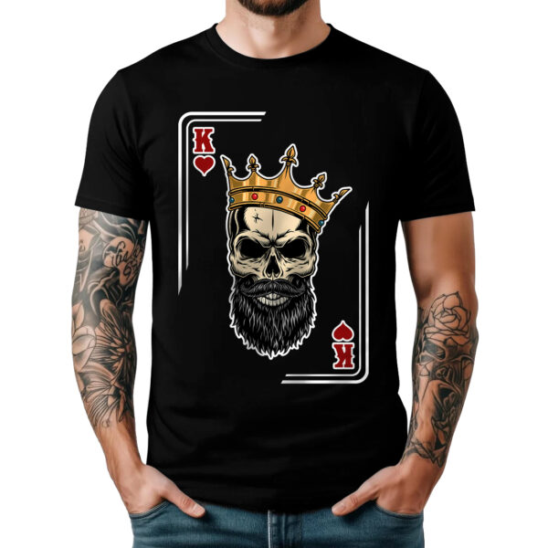 KRÓL CZERWO KIER KING - Koszulka męska z nadrukiem na walentynki, dzień chłopaka. Prezent na urodziny, święta, dzień ojca.