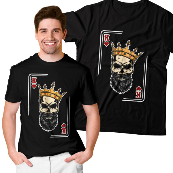 KRÓL CZERWO KIER KING - Koszulka męska z nadrukiem na walentynki, dzień chłopaka. Prezent na urodziny, święta, dzień ojca.