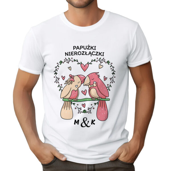 PAPUŻKI NIEROZŁĄCZKI - Koszulka męska z nadrukiem na walentynki, dzień chłopaka. Prezent na urodziny, święta, dzień ojca.