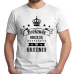 KRÓLOWIE RODZĄ SIĘ W GRUDNIU - koszulka męska z nadrukiem. Prezent na urodziny święta walentynki dzień chłopaka dzień ojca.
