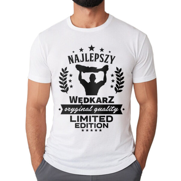 Koszulka dla wędkarza z nadrukiem na ryby dla męża faceta chłopaka męska