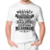 WSZYSCY RODZĄ SIĘ RÓWNYMI ALE TYLKO NAJLEPSI ZOSTAJĄ MECHANIKAMI - męska koszulka z nadrukiem dla mechanika