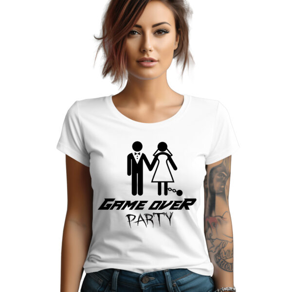 GAME OVER PARTY - koszulka damska z nadrukiem na wieczór panieński. Prezent dla Panny Młodej. Koszulki dla ekipy Panny Młodej