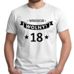 WRESZCIE WOLNY - koszulka męska z nadrukiem. Prezent na urodziny święta walentynki dzień chłopaka dzień ojca.