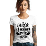 PANIEŃSKI TEAM PANNY MŁODEJ - koszulka damska z nadrukiem na wieczór panieński. Prezent dla Panny Młodej. Koszulki dla ekipy Panny Młodej