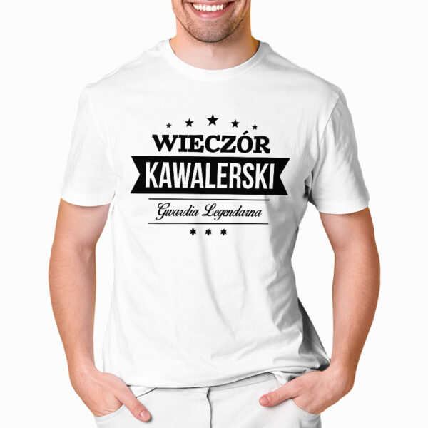 WIECZÓR KAWALERSKI GWARDIA LEGENDARNA - koszulka męska z nadrukiem na wieczór kawalerski. Prezent dla Pana Młodego. Koszulki dla ekipy Pana Młodego