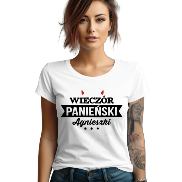 PERSONALIZOWANA KOSZULKA NA WIECZÓR PANIEŃSKI - koszulka damska z nadrukiem na wieczór panieński. Prezent dla Panny Młodej. Koszulki dla ekipy Panny Młodej