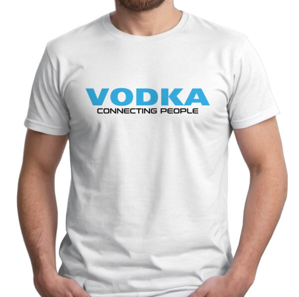 VODKA CONNECTING PEOPLE - śmieszna koszulka męska z nadrukiem. Prezent na urodziny święta walentynki dzień chłopaka dzień ojca.