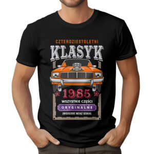 CZTERDZIESTOLETNI KLASYK - koszulka męska z nadrukiem. Prezent na urodziny święta walentynki dzień chłopaka dzień ojca.