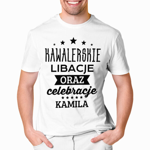 KAWALERSKIE LIBACJE ORAZ CELEBRACJE - koszulka męska z nadrukiem na wieczór kawalerski. Prezent dla Pana Młodego. Koszulki dla ekipy Pana Młodego