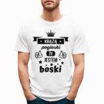 KRĄŻĄ POGŁOSKI ŻE JESTEM BOSKI - śmieszna koszulka męska z nadrukiem. Prezent na urodziny święta walentynki dzień chłopaka dzień ojca.