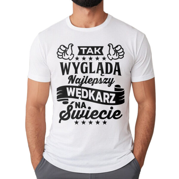 Koszulka dla wędkarza z nadrukiem na ryby dla męża faceta chłopaka męska