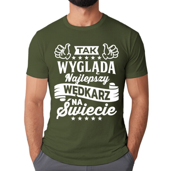 Koszulka dla wędkarza z nadrukiem na ryby dla męża faceta chłopaka męska