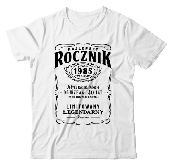 NAJLEPSZY ROCZNIK EDYCJA SPECJALNA JEDYNY TAKI NA ŚWIECIE DOJRZEWAŁ 40 LAT LIMITOWANY LEGENDARNY PREMIUM - koszulka męska z nadrukiem. Prezent na urodziny święta walentynki dzień chłopaka dzień ojca.