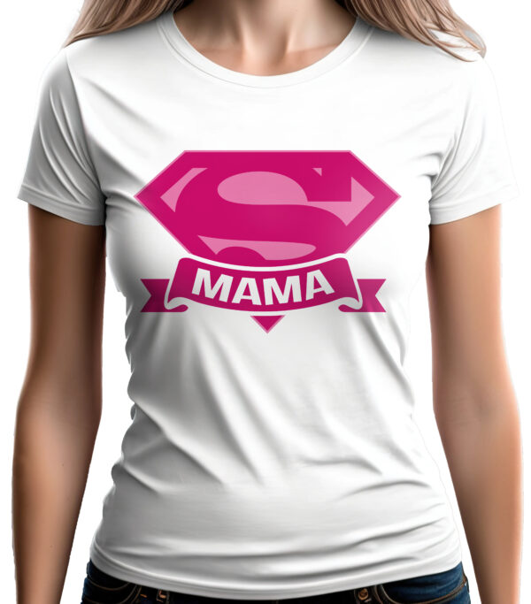 SUPER MAMA - koszulka damska z nadrukiem. Prezent na dzień mamy, urodziny, święta walentynki dzień kobiet.
