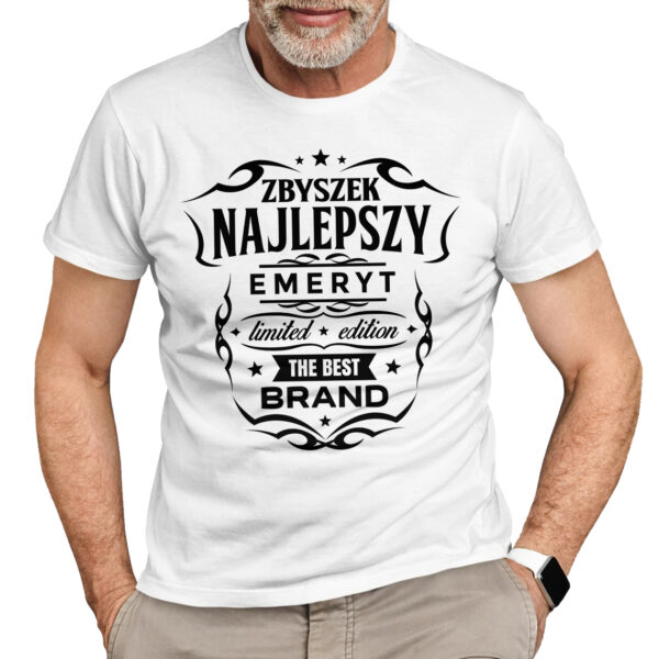 NAJLEPSZY EMERYT LIMITED EDITION THE BEST BRAND - koszulka męska z nadrukiem dla emeryta