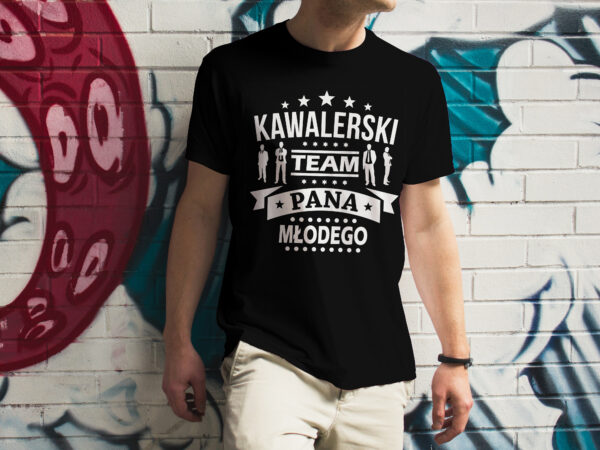 KAWALERSKI TEAM PANA MŁODEGO - koszulka męska z nadrukiem na wieczór kawalerski. Prezent dla Pana Młodego. Koszulki dla ekipy Pana Młodego