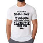 Koszulka dla wędkarza z nadrukiem na ryby dla męża faceta chłopaka męska