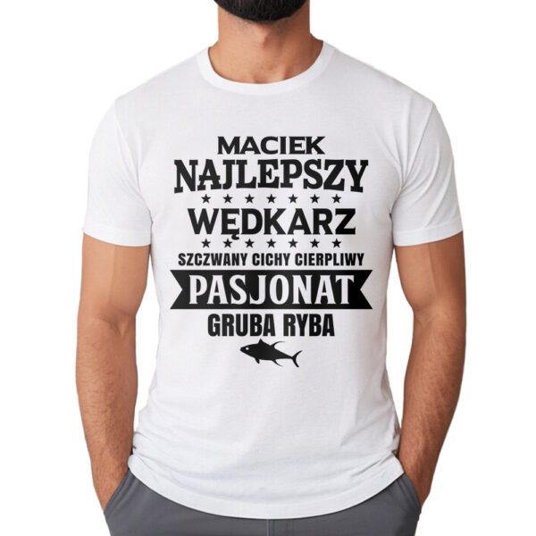 Koszulka dla wędkarza z nadrukiem na ryby dla męża faceta chłopaka męska