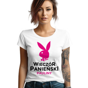 WIECZÓR PANIEŃSKI PERSONALIZOWANA KRÓLICZEK - koszulka damska z nadrukiem na wieczór panieński. Prezent dla Panny Młodej. Koszulki dla ekipy Panny Młodej