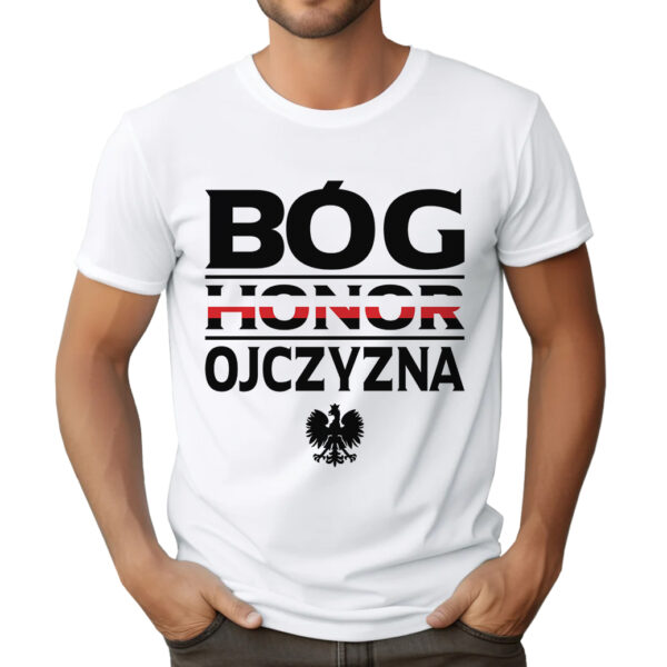 BÓG HONOR OJCZYZNA - koszulka męska z patriotycznym nadrukiem.