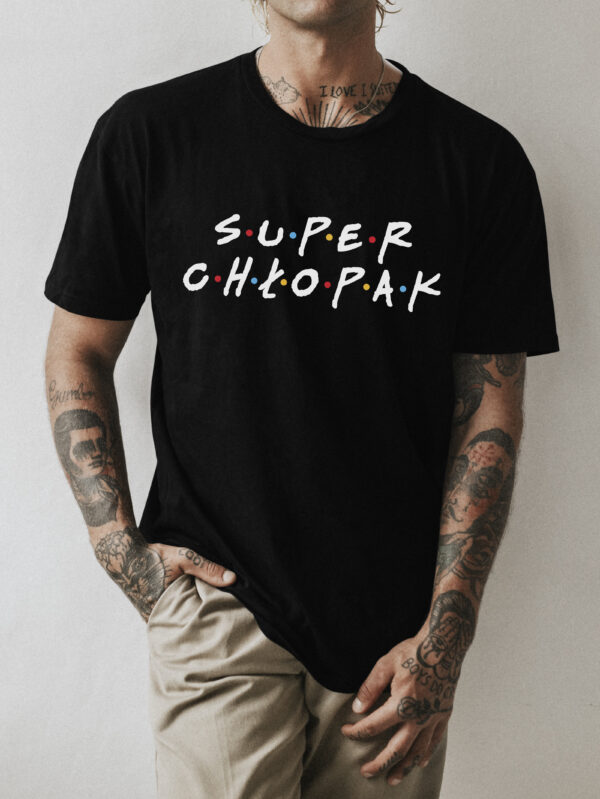 SUPER CHŁOPAK - Koszulka męska z nadrukiem na walentynki, dzień chłopaka. Prezent na urodziny, święta, dzień ojca.