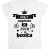 KRĄŻY POGŁOSKA ŻE JESTEM BOSKA - śmieszna koszulka damska z nadrukiem. Prezent na urodziny święta walentynki dzień kobiet dzień mamy.