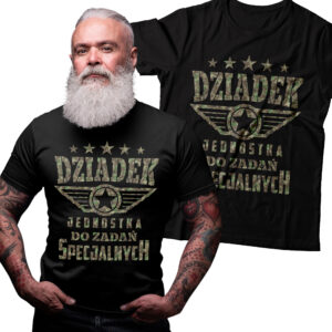 DZIADEK JEDNOSTKA DO ZADAŃ SPECJALNYCH - koszulka męska z nadrukiem na dzień dziadka. Prezent dla dziadka.