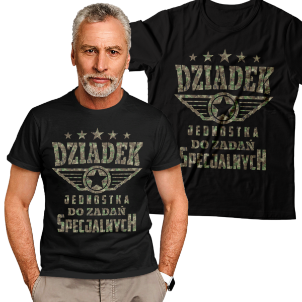DZIADEK JEDNOSTKA DO ZADAŃ SPECJALNYCH - koszulka męska z nadrukiem na dzień dziadka. Prezent dla dziadka.
