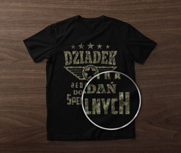 DZIADEK JEDNOSTKA DO ZADAŃ SPECJALNYCH - koszulka męska z nadrukiem na dzień dziadka. Prezent dla dziadka.