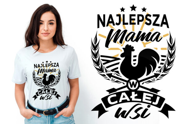 AJLEPSZA MAMA W CAŁEJ WSI - koszulka damska z nadrukiem. Prezent na dzień mamy, urodziny, święta walentynki dzień kobiet.