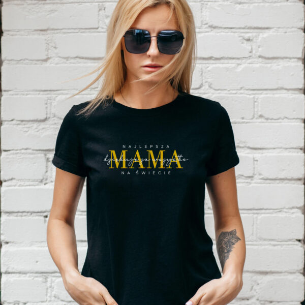 KOSZULKA NAJLEPSZA MAMA NA ŚWIECIE DZIĘKUJĘ ZA WSZYSTKO - koszulka damska z nadrukiem. Prezent na dzień mamy, urodziny, święta walentynki dzień kobiet.