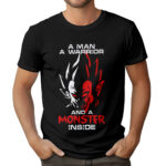 KOSZULKA A MAN A WARRIOR AND A MONSTER INSIDE - męska koszulka z nadrukiem dragon ball