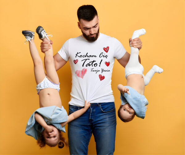 Koszulka personalizowana „Kocham Cię tato! Twoja” - podaj imię dziecka z dedykacją od córki lub syna – prezent na Dzień Ojca